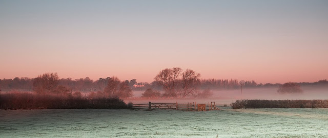 A Beautiful Frosty Sunrise over the sheep fields