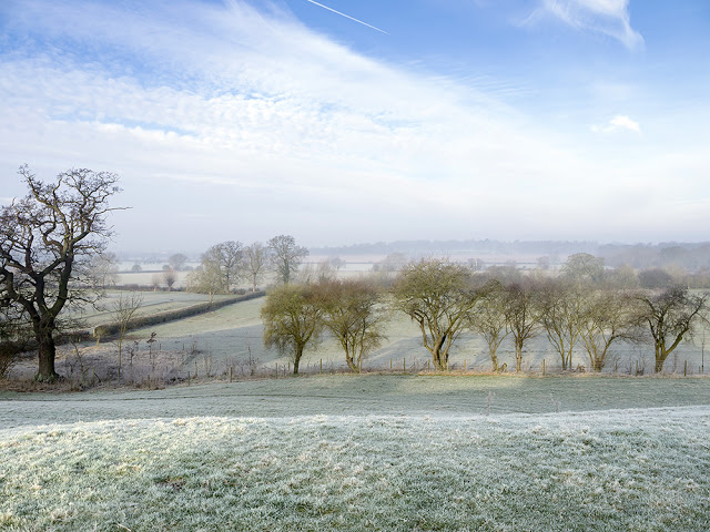 Milton Keynes Walks - frosty view over the Ouse Valley in Old Wolverton